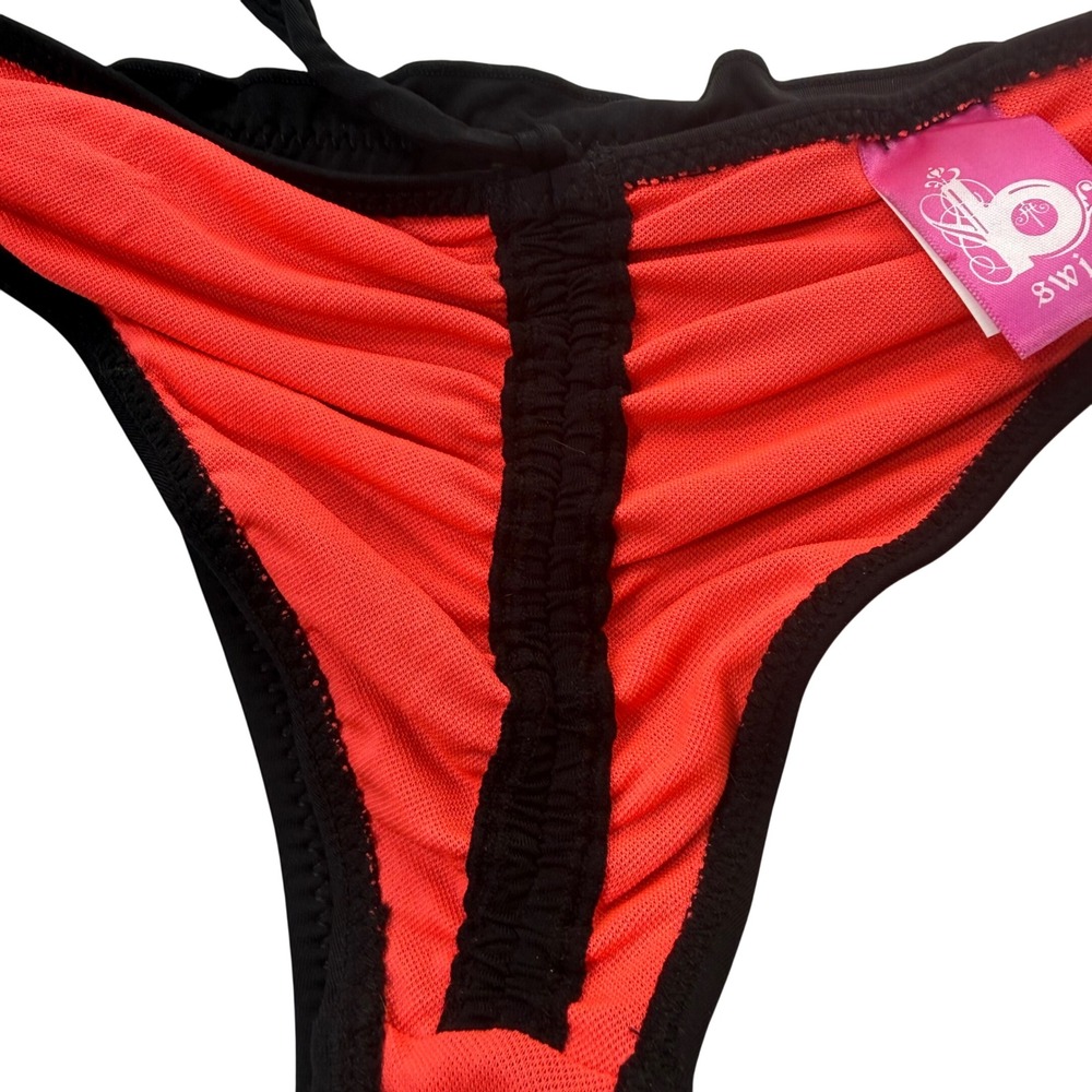 B Swim Cheeky Cupcake Bikini Bottom Womens Medium Noir Black Hot Pink L47 - Picture 7 of 9
